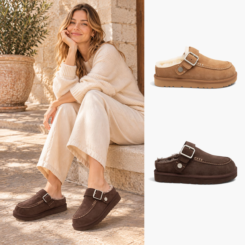 [무료배송] 호주정품 오즈웨어 코지 스트랩 시어링 로퍼 (굽2.5cm) OZWEAR UGG OB1157